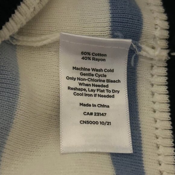 Talbots elbow sleeve blue and ivory stripe sweater top woman's size XLP - Picture 7 of 7